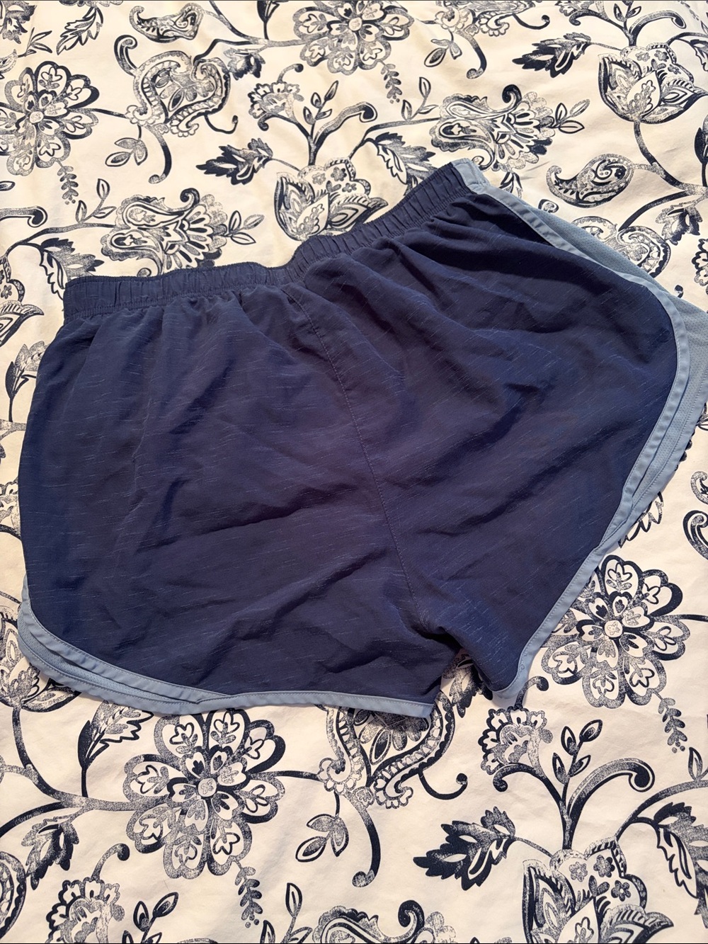 Nike Women's Navy Shorts with Light Blue Trim - Picture 3 of 3